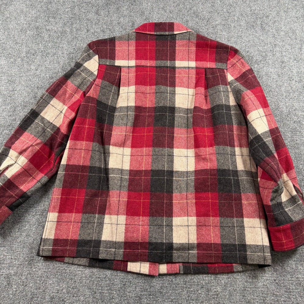 Pendleton 49'er Plaid Wool Jacket Womens Large Red Button Up Made In USA Vintage - Picture 2 of 7